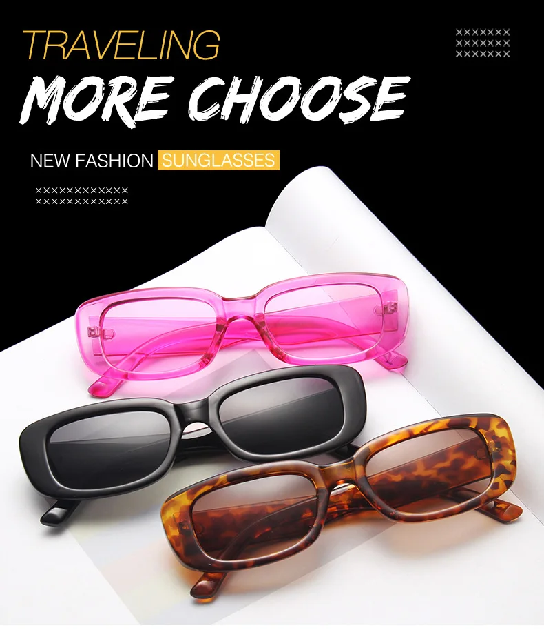  Popular Fashion Unique Rectangle Sunglasses Women Vintage Candy  Color Eyewear Men Square Shades UV400 2021 New Sun Glasses  (2pcs-black&blue) : Clothing, Shoes & Jewelry