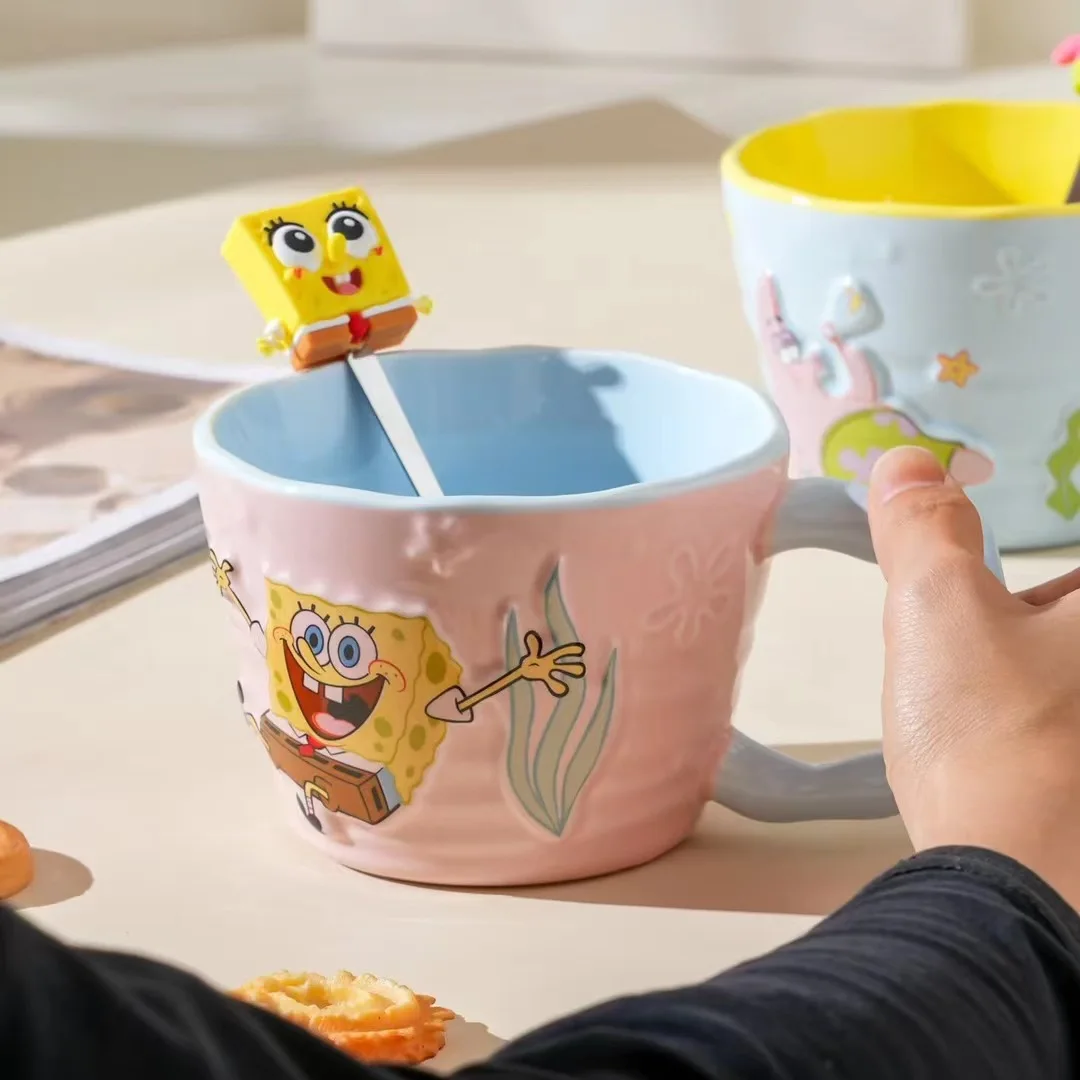 Creative SpongeBob Pie Big Star Ceramic Mug Large Capacity Gift Cartoon Relief Drinking Mug