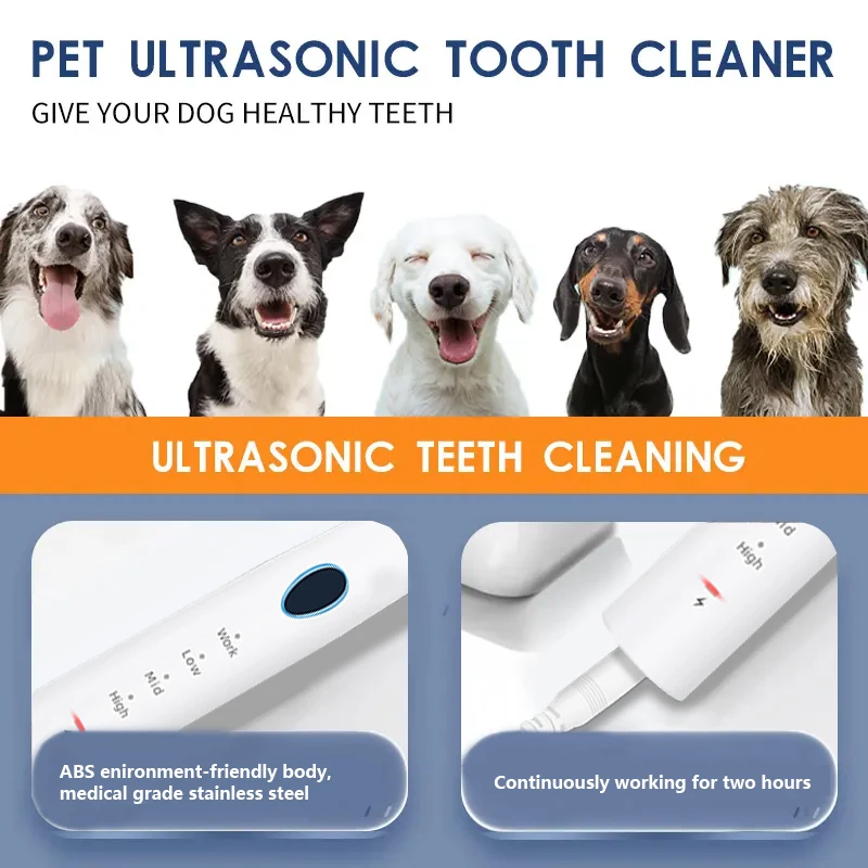 Ultrasonic Dog Teeth Cleaning Kit With LED Light for Pet  With 3 Modes for Teeth Care