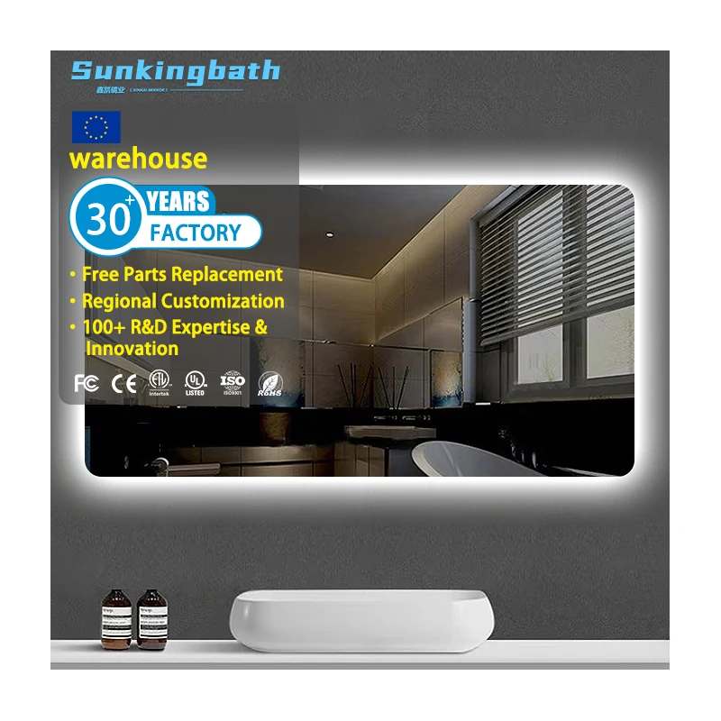 Hot-selling Rectangle Intelligent Fogless Backlit Led Bathroom Mirror Frameless Makeup Smart Mirror with Led Light