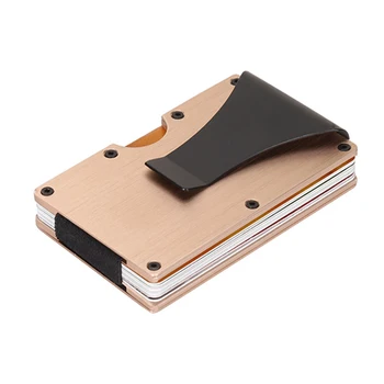 New Custom print RFID wallets Anti-theft brush slim security men money clip spring aluminum alloy card holder with a metal clip