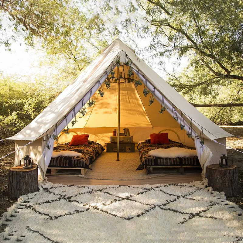 10 Person Huge Outdoor Glamping Tents Canvas Bell Tent Winter Tent