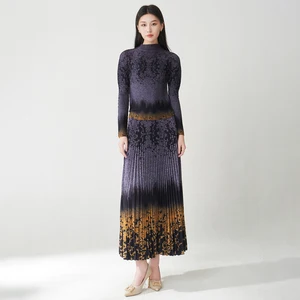 High Quality Women's Elegant Set Loose Customizable Printed Top and Skirt Set 2 Piece Skirt Set Women Polyester Fabric