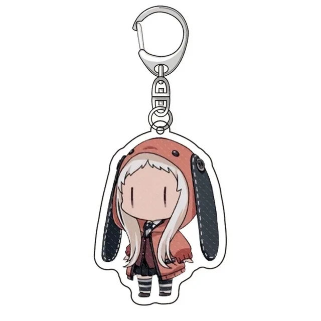 Japanese Anime Kakegurui Key Chain Silver Plated Cartoon Figures Acrylic Pendant Metal Keychains Lovely Key Ring Holder Llaveros
