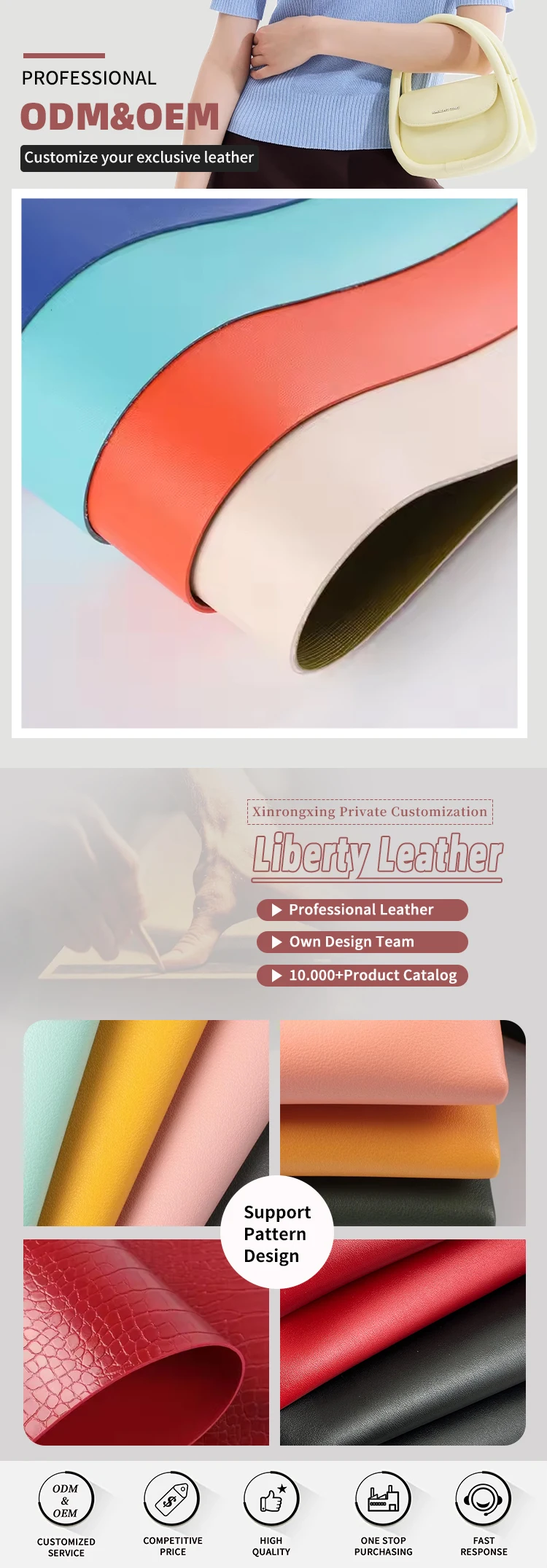 1.8mm Thickness 54/55" Width PVC Leather Synthetic Leather with 25 Colors for Bags and Sofa Use