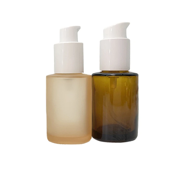 5ml 10ml 15ml Empty Glass Foundation Pump Bottle With Rubber White Head