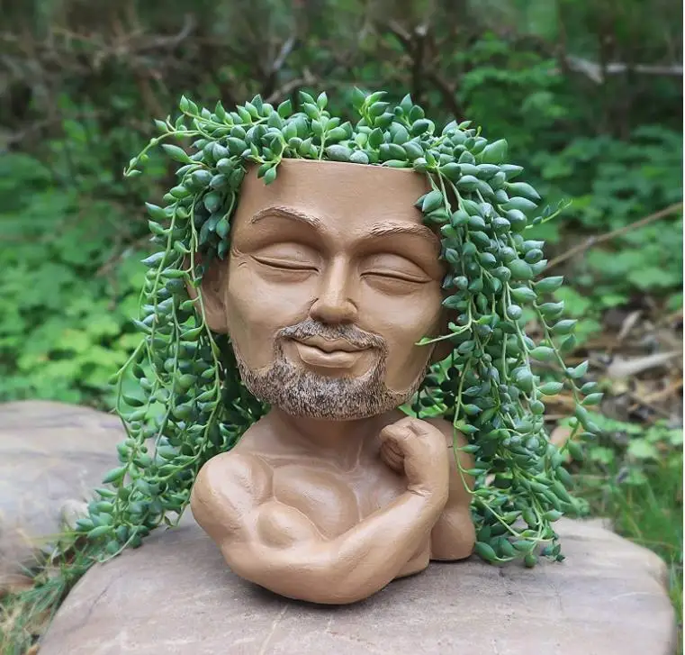 Face Planter Pot Head Planter - Beefcake Guy Model Human Funny Face Flower  Pot