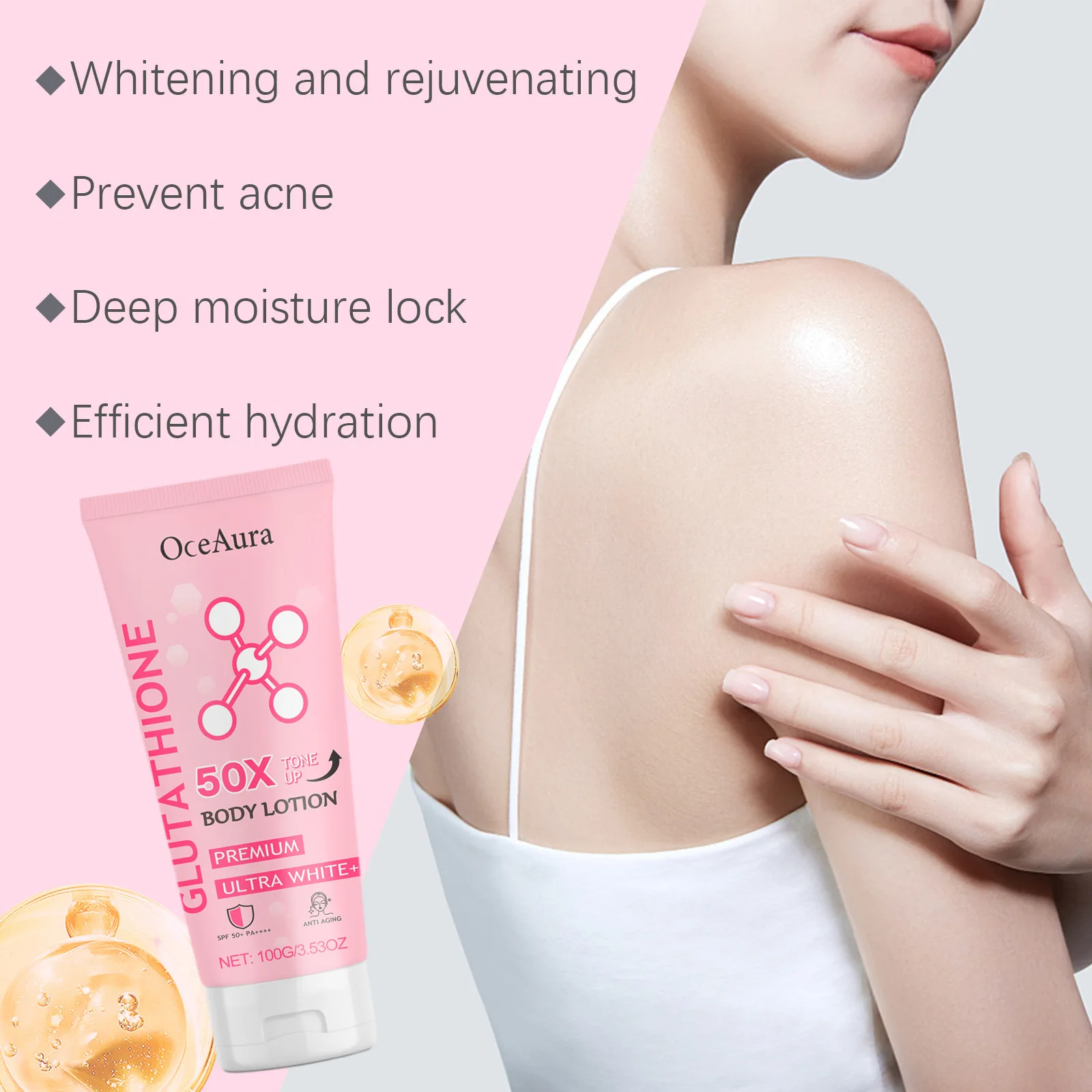 OceAura Body Skin Tone up Brighten Whitening Deep Hydration Moisture  Glutathione Niacinamide Body Lotion