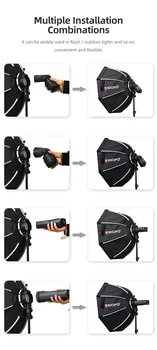 Triopo KX65 65cm Speedlite Octagon Umbrella Softbox + Honeycomb Grid Outdoor Flash Soft Box for Godox V1 Speedlite Softbox detail image