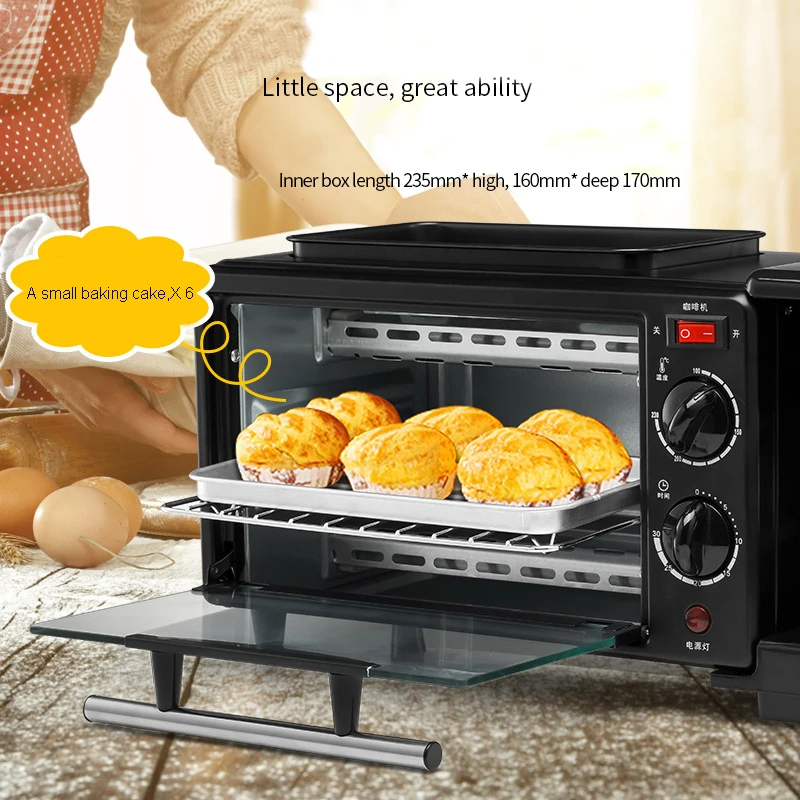 3 In 1 Electric Breakfast Machine Multifunction Coffee maker frying pan  mini oven