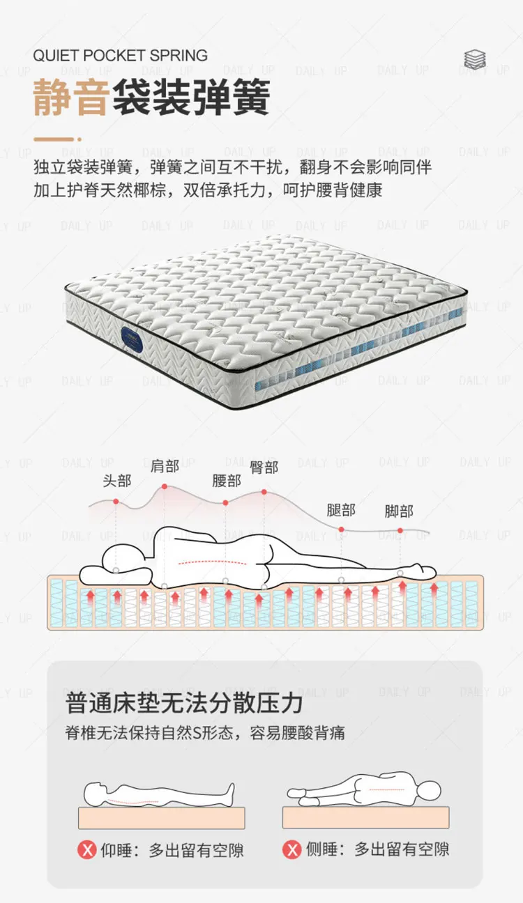 Coir Latex Bed Mattress With Pocket Spring Air Breathable Adults King Size Coconut Fiber Mattress For Hotel Bedding Sleep