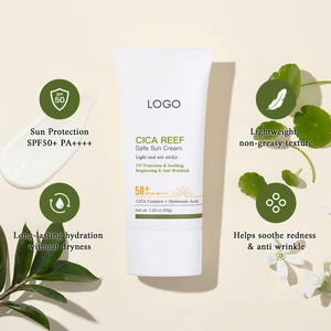 Private Label Sunscreen Manufacturer Hyaluronic Acid Brightening UV Protection Spf50+ Pa+++ Cica Reef Safe Sun Cream