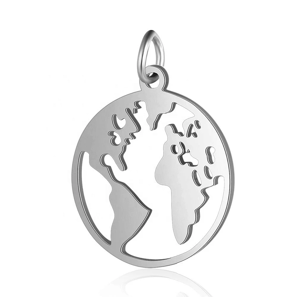 Bijoux Country Map Stainless Steel Necklace Charms Gold Plated