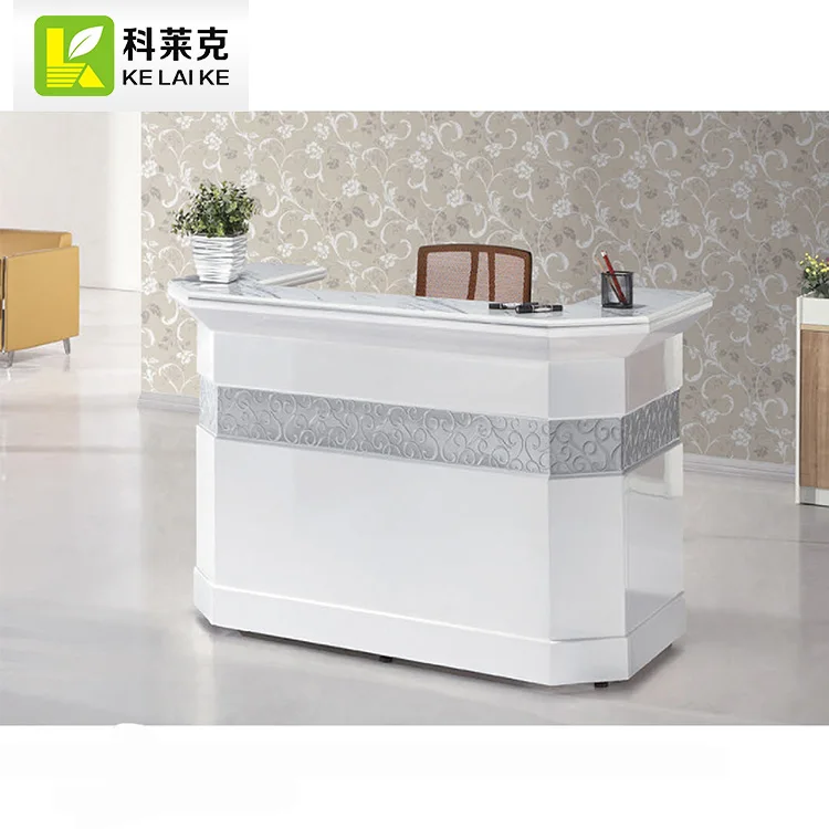 Small Single Front Reception Desk Counter Modern White