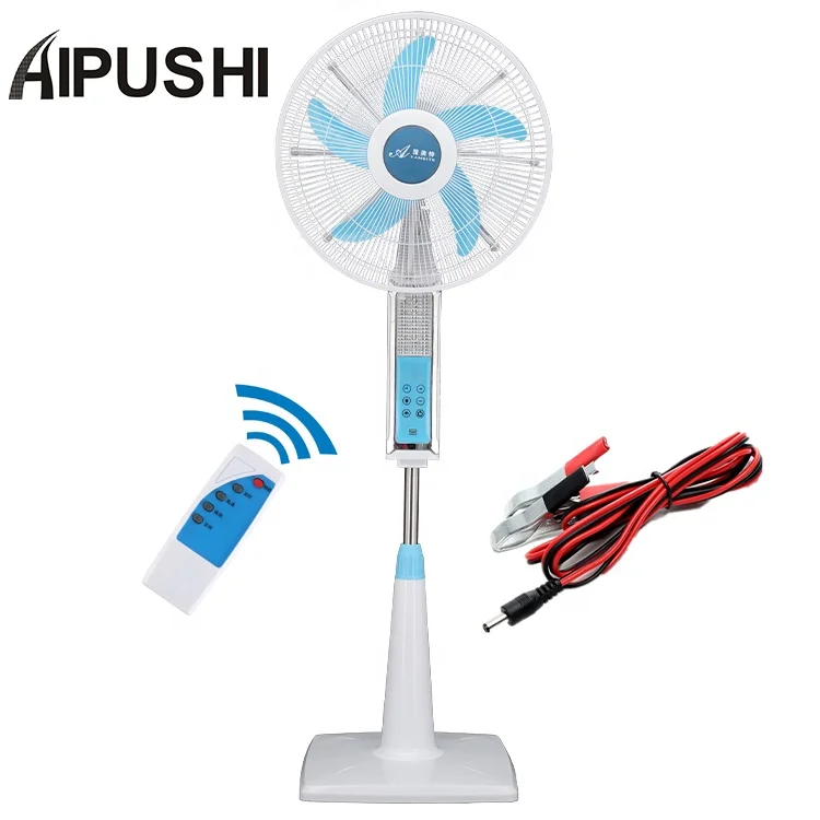 Solar  DC 12 Volt  Electric Battery  Fan AC DC Adapter Rechargeable Stand Fan With USB Port  Have LED Light Inside Battery Panel
