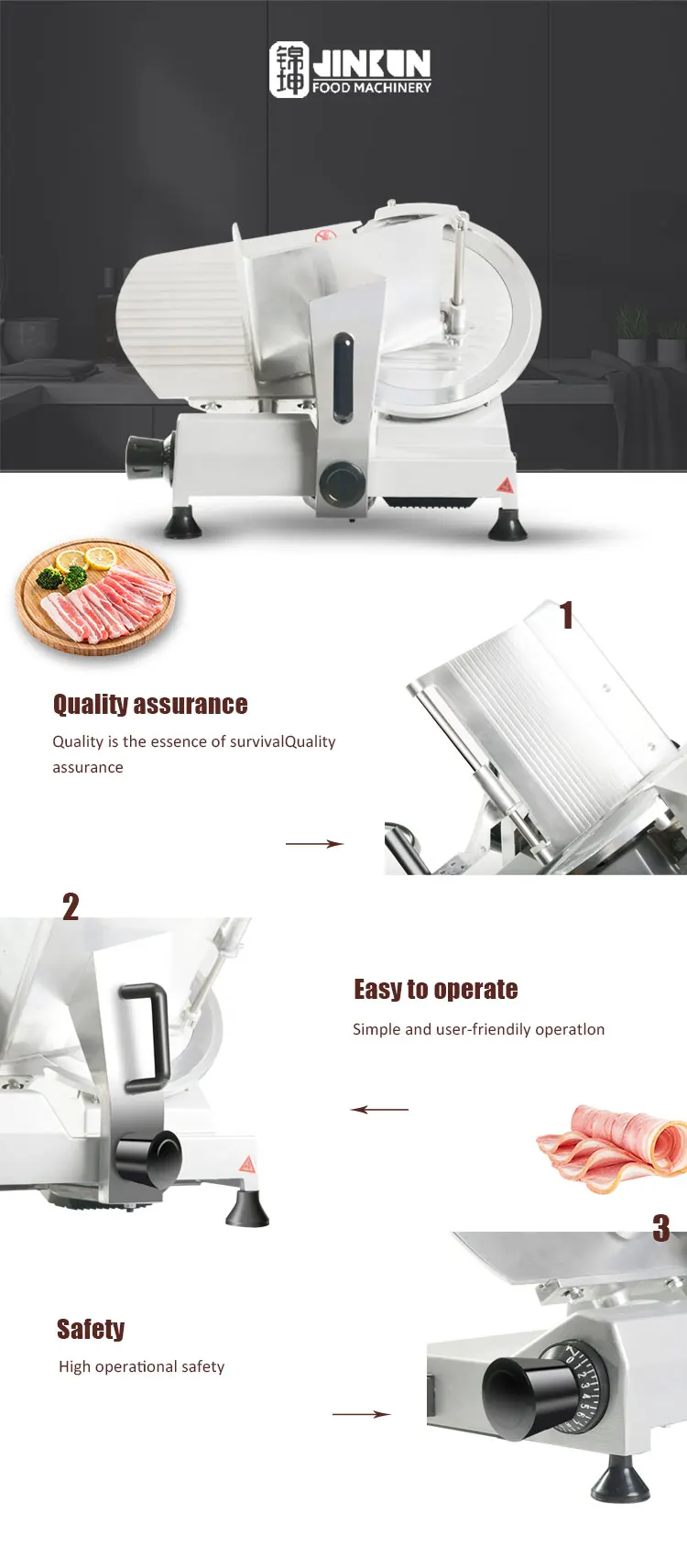 product jk 250l factory price kitchen equipment commercial electric frozen semi automatic  meat slicer-4