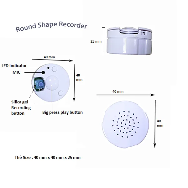 Mini Voice Music Module Sound Box Press Button Voice Recorder Device For Plush Toy And Dolls