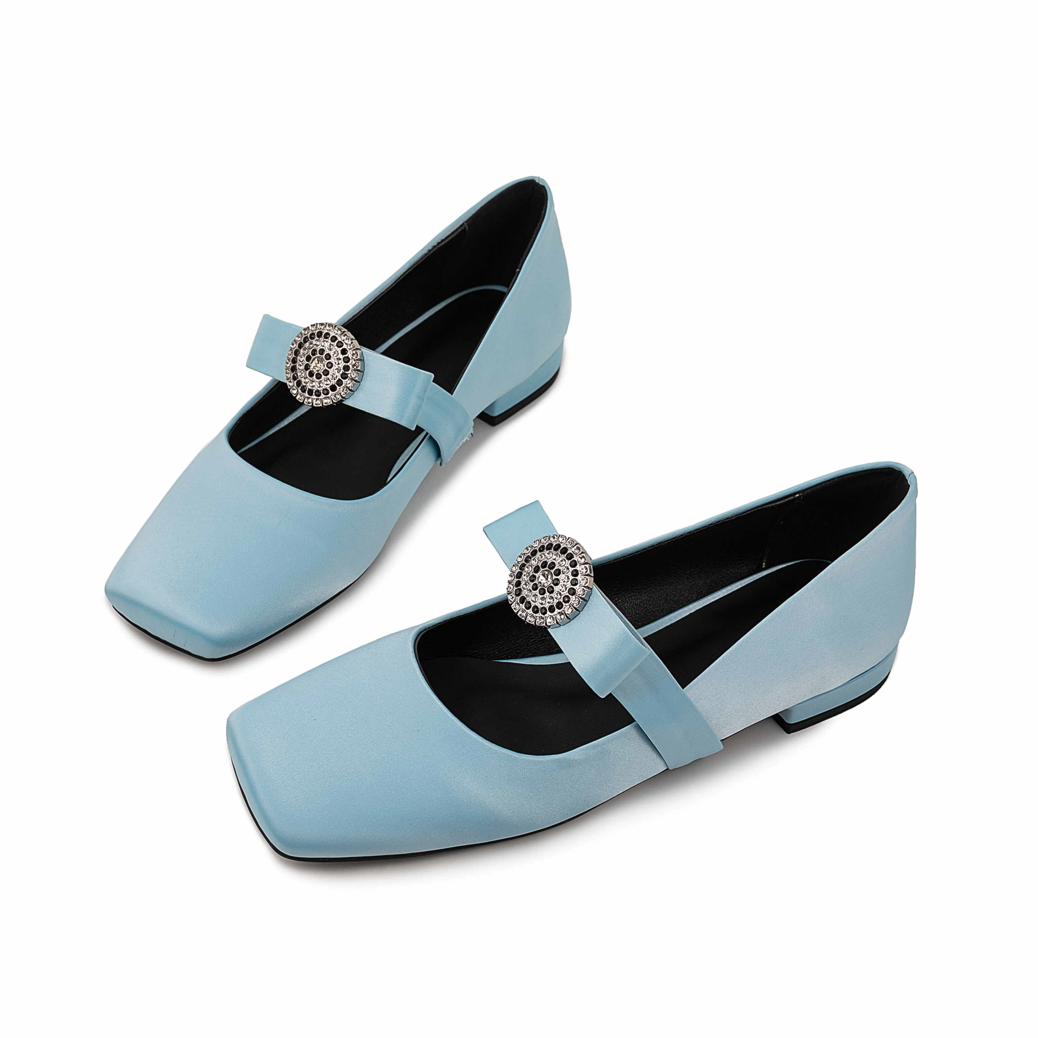 Fashion Purple Satin Square Toe Mary Jane Shoes For Women & Girls - Oem