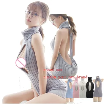 Ecowalson Fashion Sexy Women Backless Virgin Killer Sweater Turtleneck