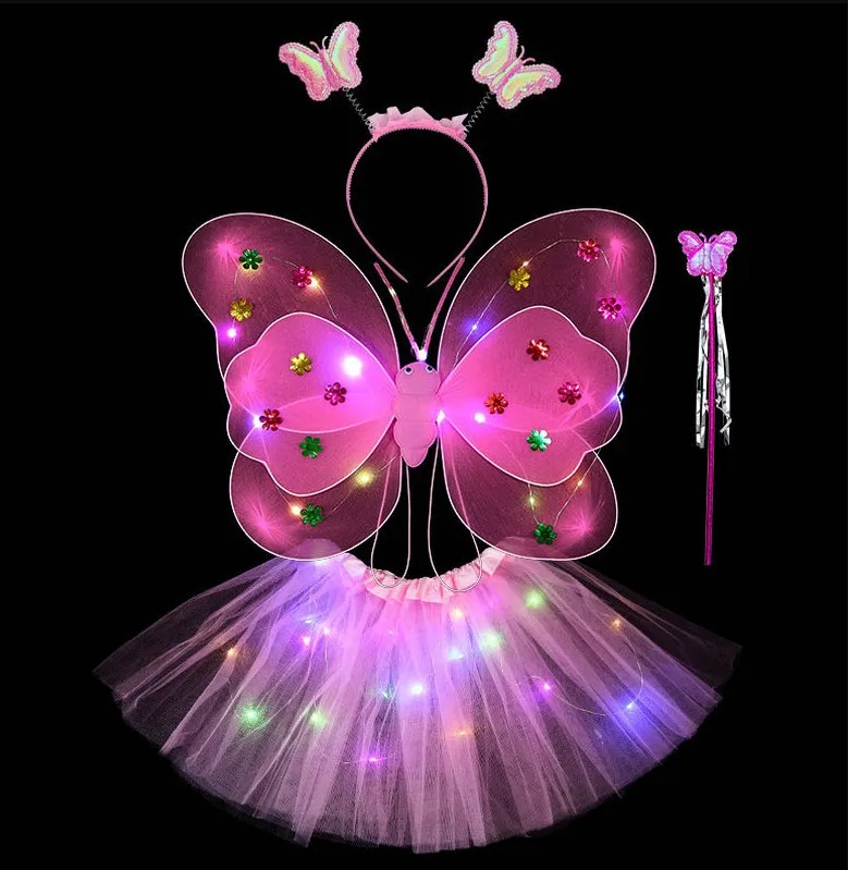 thumbnail image 2 of Girls Fairy Costume Set With LED Butterfly Wings - Tutu, Wand & Headband For Ages 3-8 2 of 12