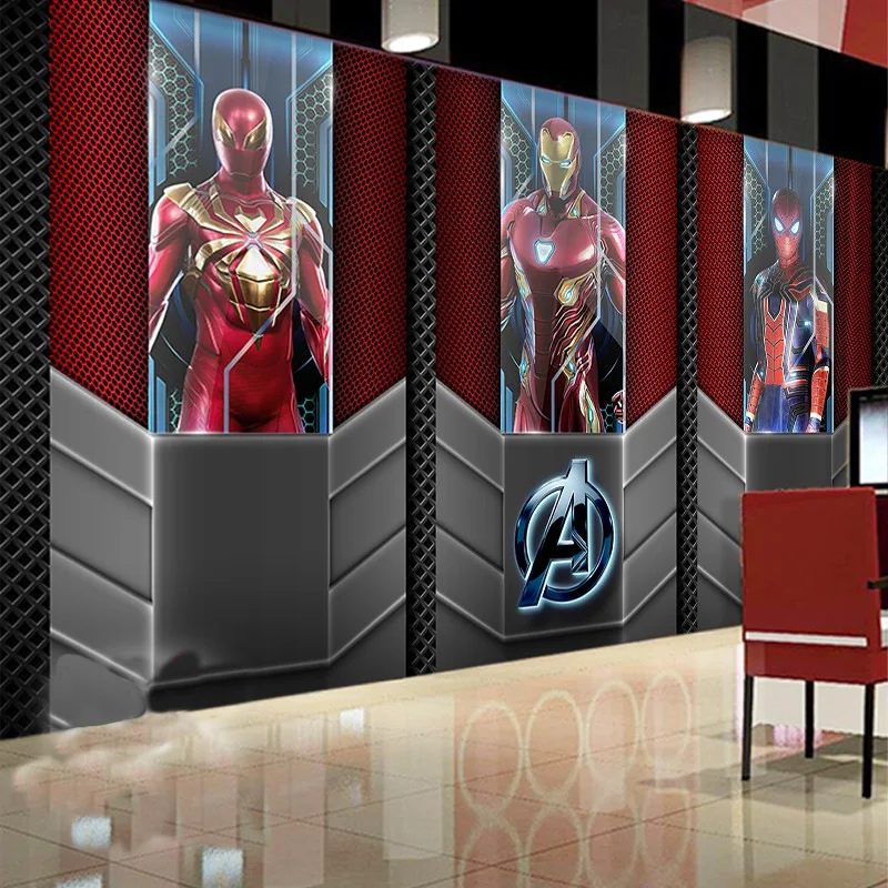 3D Industrial Style Iron Background Wallpaper Marvel Heroes Wall Covering  Iron Spider Spider Sports Gym Wallpaper