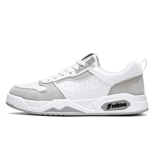 Men's Fashionable Simple White Sneakers For Casual Wear, Outdoors, Breathable, Durable, Low-top Sports Shoes