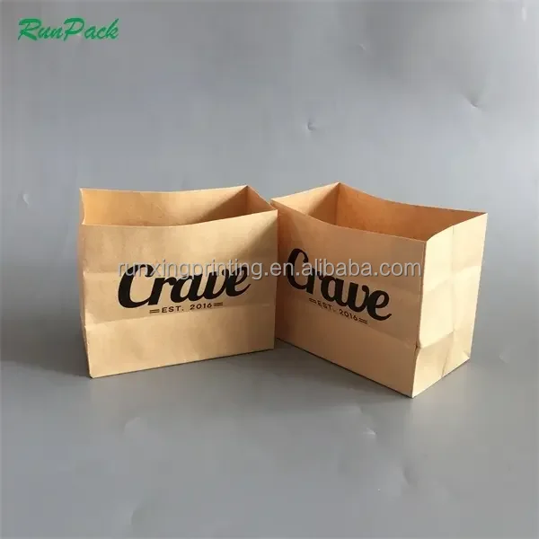 Custom Brown Kraft Paper Bag Fast Takeaway Food Packaging Burgers Sushi ...