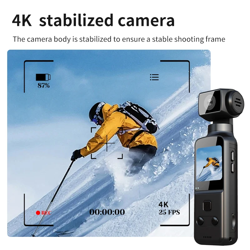 High Definition 4K Sport Action Camera 128GB Built-in Memory Lightweight Screen Rotate Wifi Connectivity CMOS Imaging