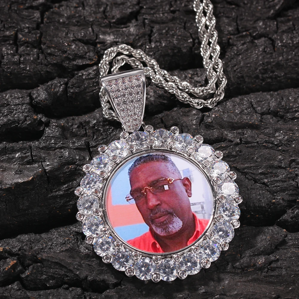 Custom Memory Cubc Zirconia Photo Picture Pendant Necklace Hip Hop Rapper Women Men HipHop Necklaces Jewelry
