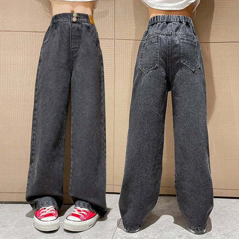 Latest Style Spring Children Denim Pants Autumn Middle Waist Cotton Casual Kids Teenagers Girls Jeans