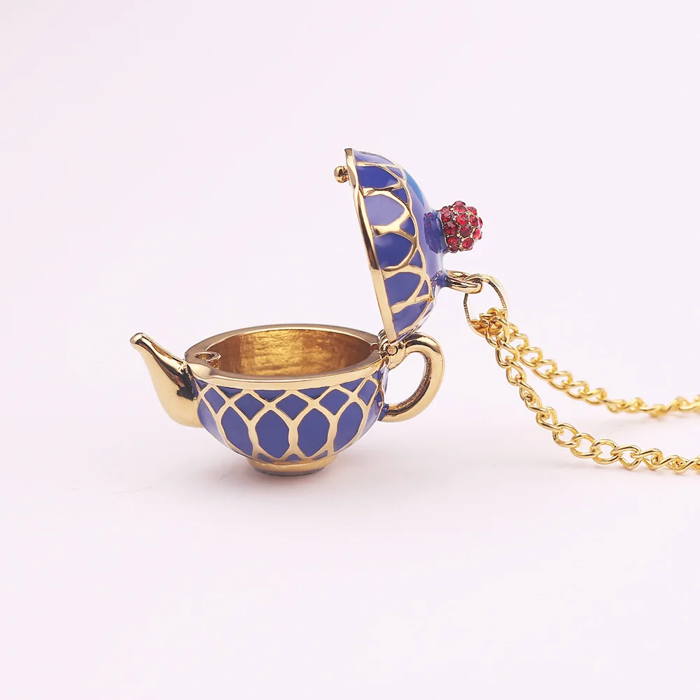 Fashion Jewellery Enamel Enamel Tea Cup Earrings Sweater Necklace Handmade Stereoscopic Tea Cup Enamel Necklace