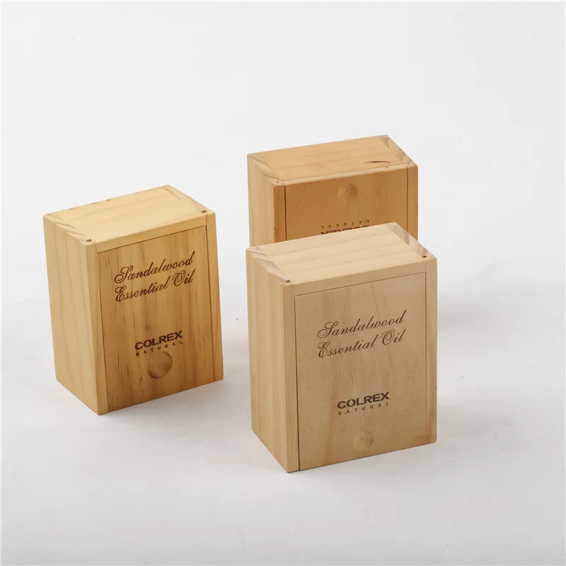 Unfinished Solid Wooden Box With Wood Sliding Lid Packaging Gift