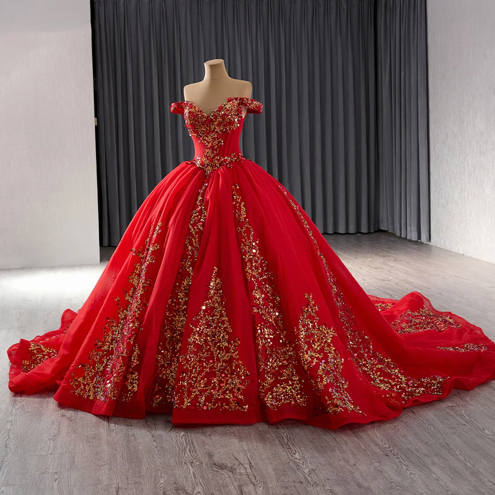 red dresses for graduation Glitter Red Homecoming Dress Long Puff Sleeve Graduation Dresses SD146 –  Viniodress