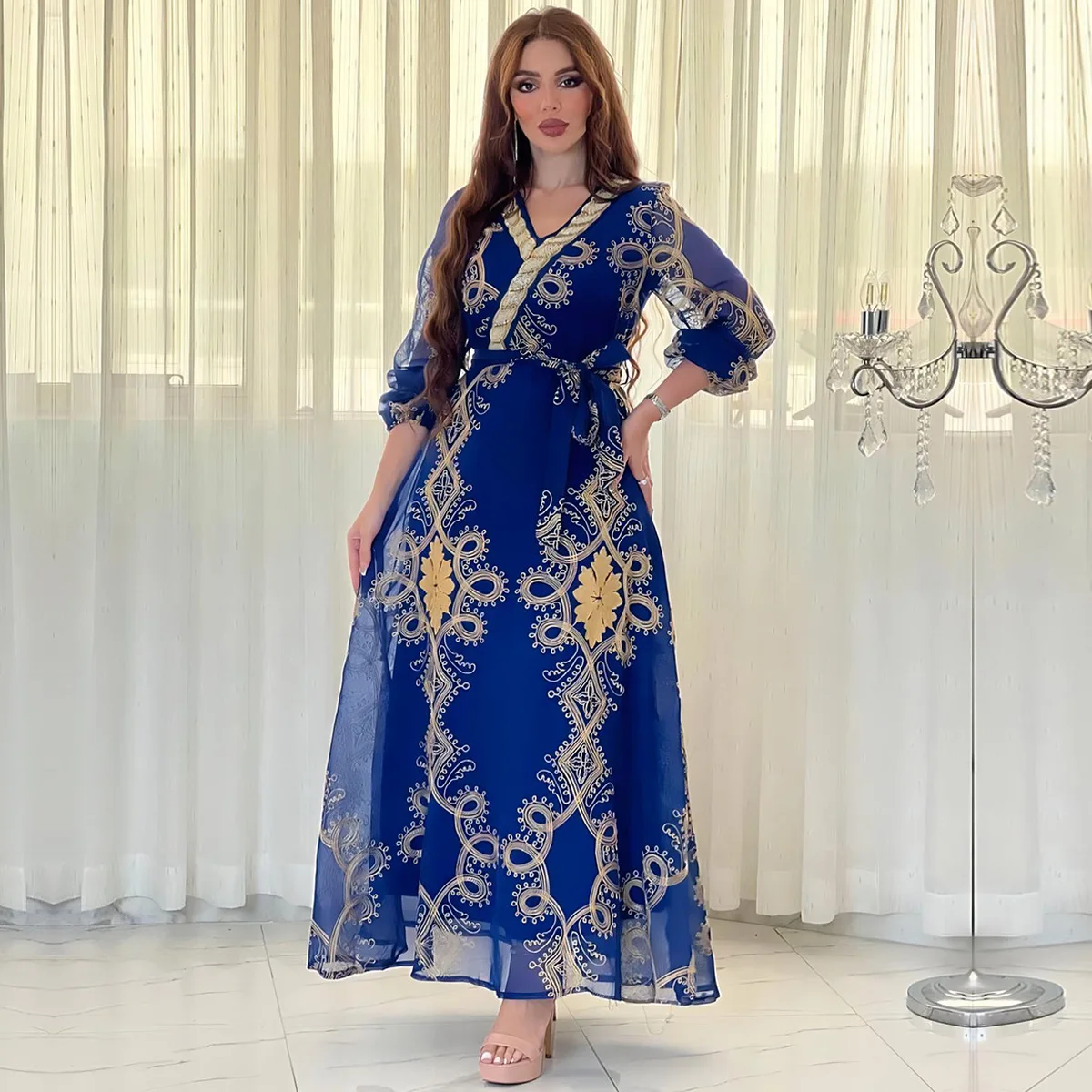 chinese dress ladies SERNE Hill Dubai Luxury Muslim Tassel Beading Long Evening Dresses Party Formal Gowns for Woman 2025 Plus Size LA60707 Gold / 2