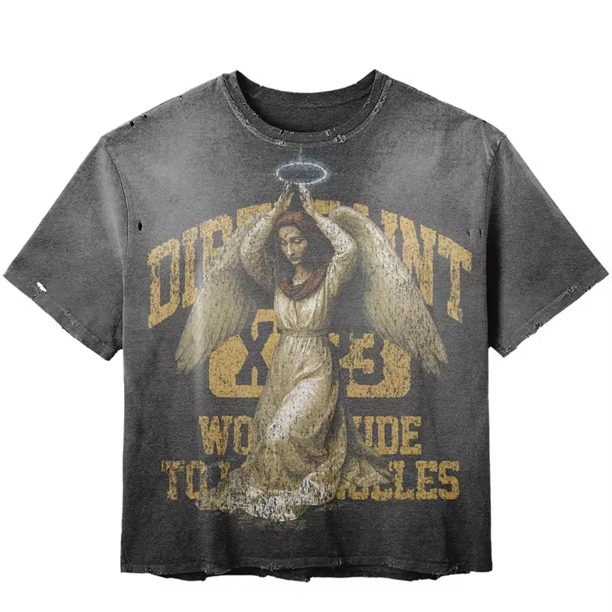 SALATI Custom Retro Pickling DTG Printed 100% Cotton 220g Character Crop Regular Fit Men's Anti-Shrink Casual T-shirt gallery 5