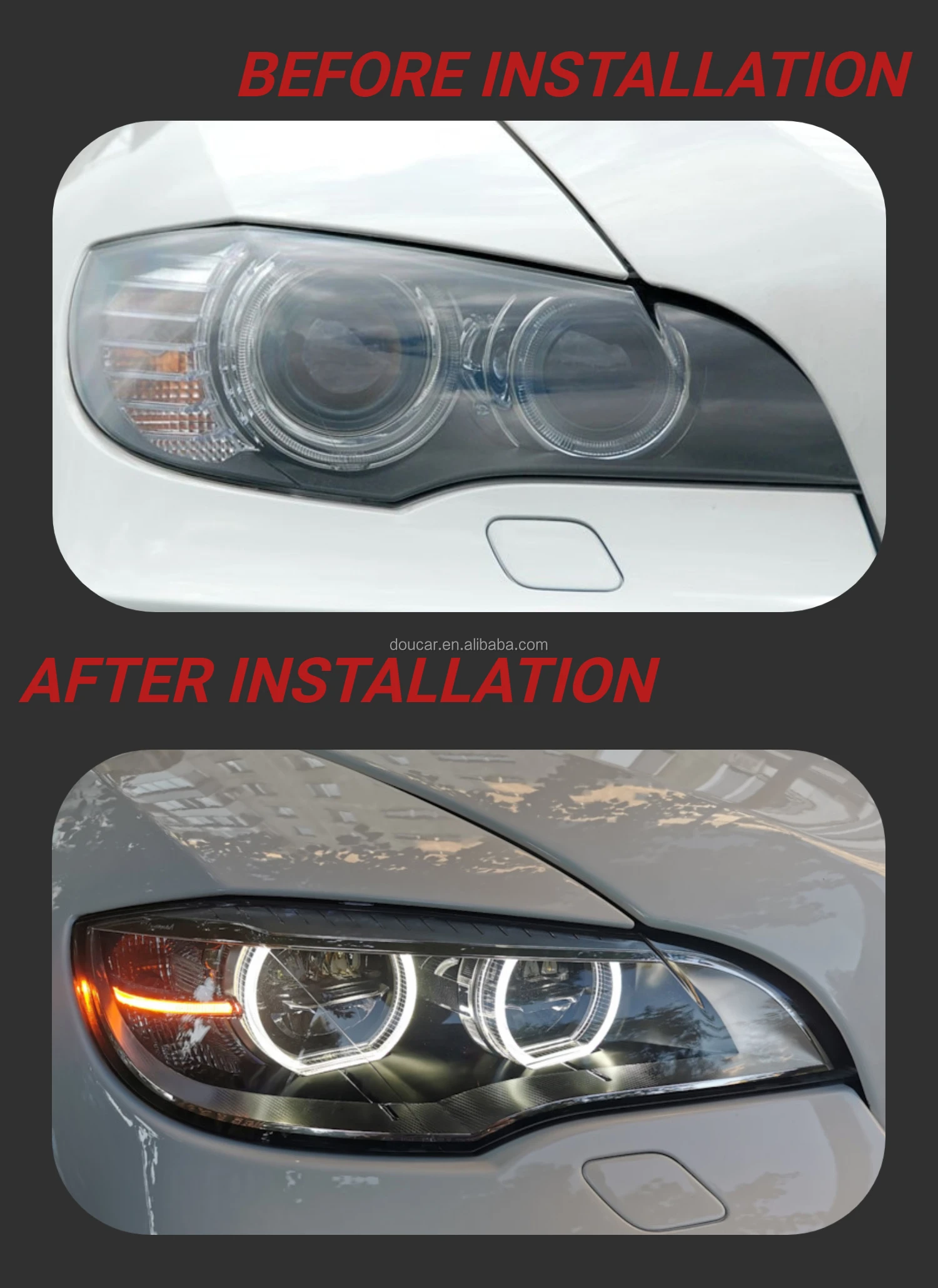 Doucar Bmw Headlights For X5 X6 Series 2008-2014 E71 E72 Led Afs Head ...