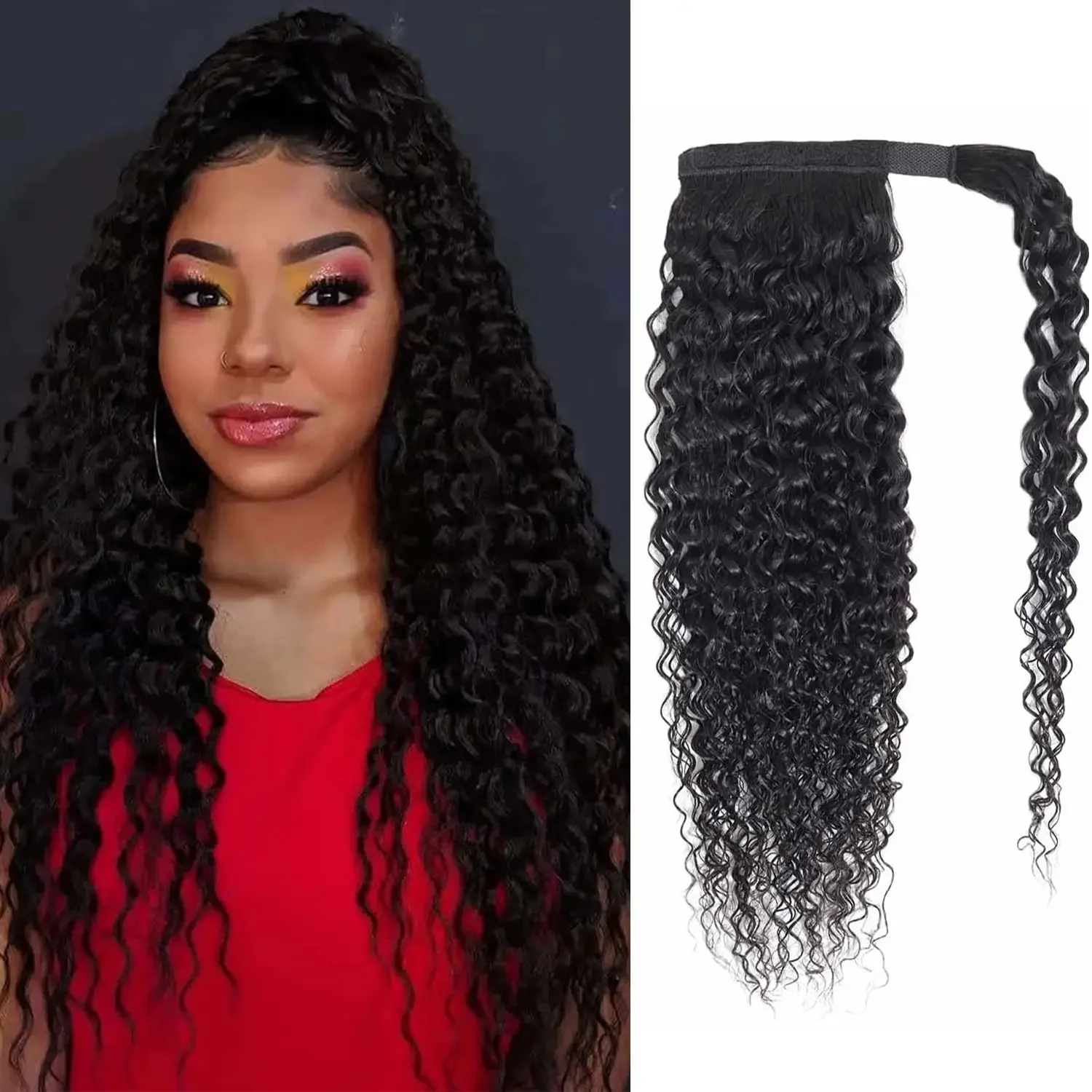 Queue de cheval postiche en cheveux humains kinky curly_voghion.com