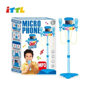 Kids Karaoke Instruments Musical Toys Adjustable Stand Battery Operated Microphone Light Plastic 3+ Birthday Gifts for Boys