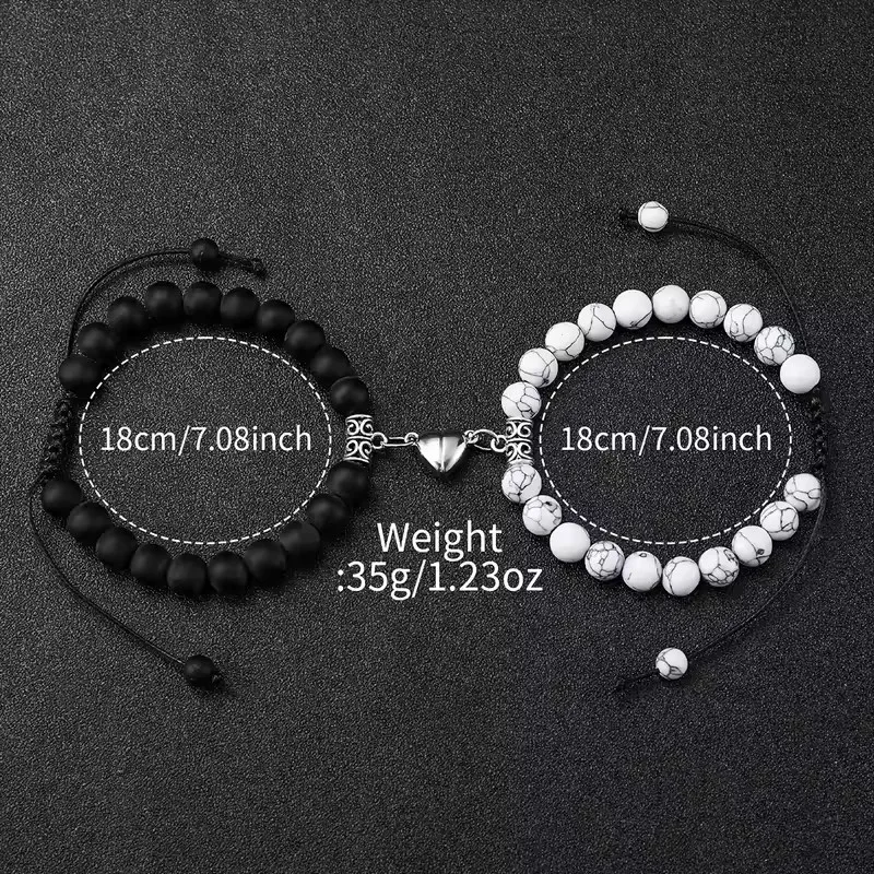 Geneva Couple Watches Silicone Band Quartz Magnetic Heart Beads Bracelets Set 4PCS/Set Couple main image 4