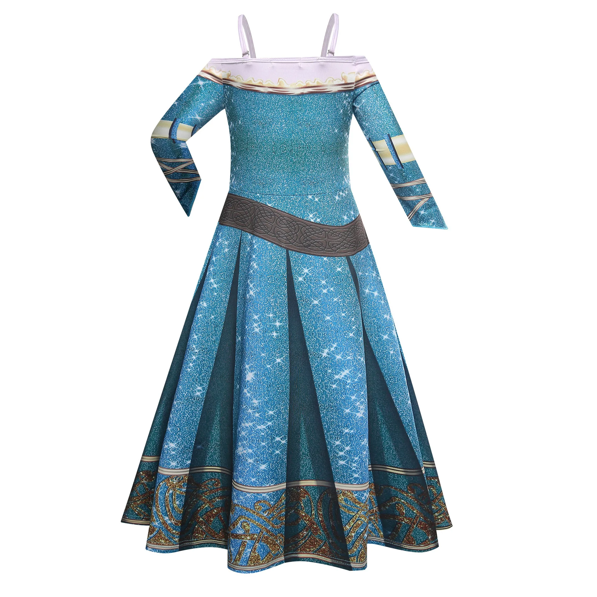 Girls Meridas Jasmine Costume Arabian Princess Jasmine Cosplay Costume With  Headband Halloween Party Dress up Costume for Kids