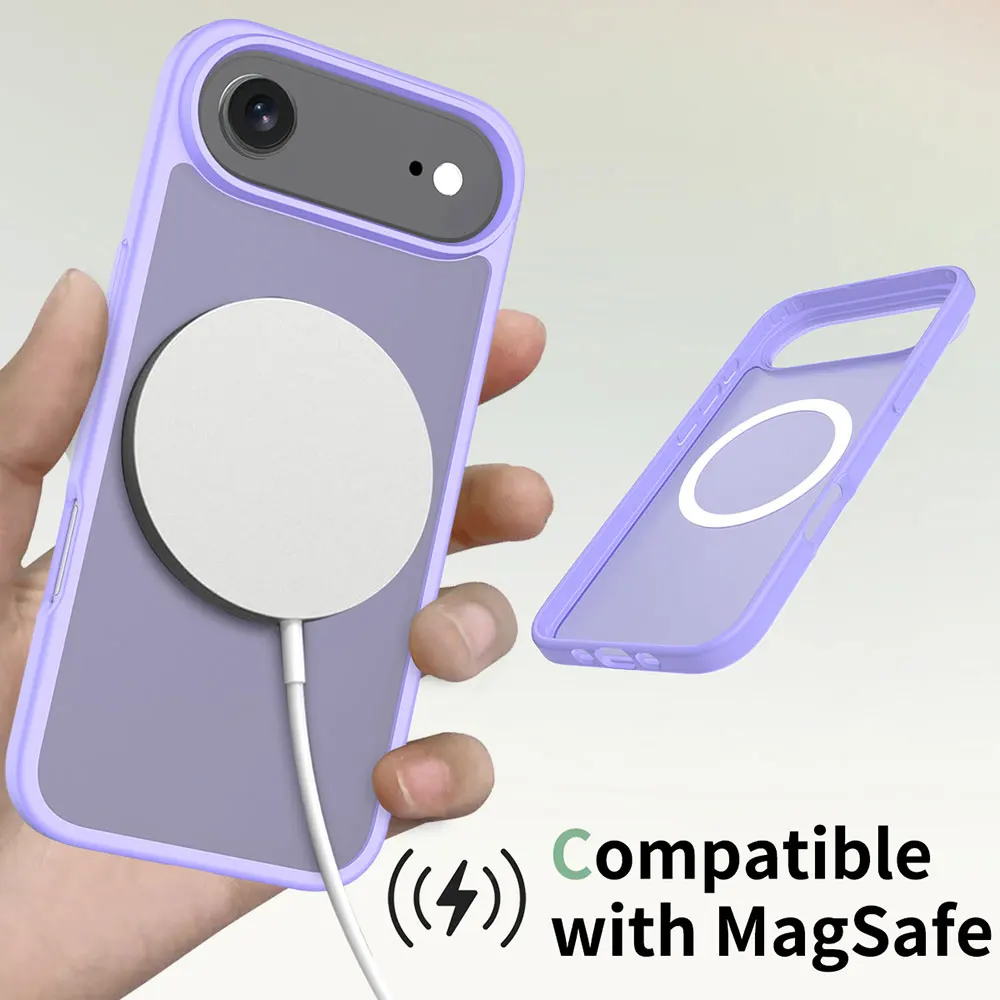 product laudtec customize magnetic anti yellow 2 in 1 protective cover skin friendly texture phone case for iphone 17 air 16 15 pro-6