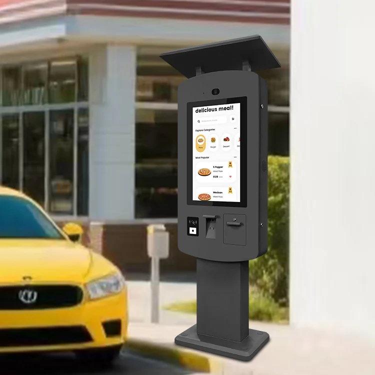 Outdoor self-service kiosk for ordering