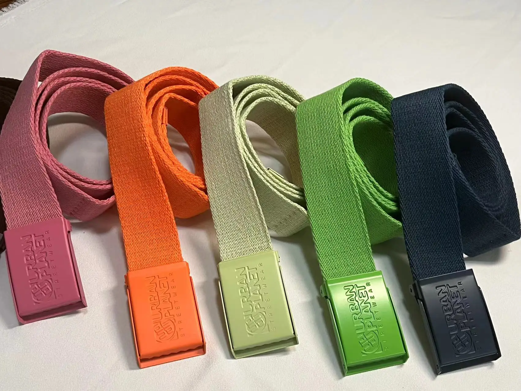 Unisex Multi-Color Woven Web Belt with Custom Painted Metal Buckle ...