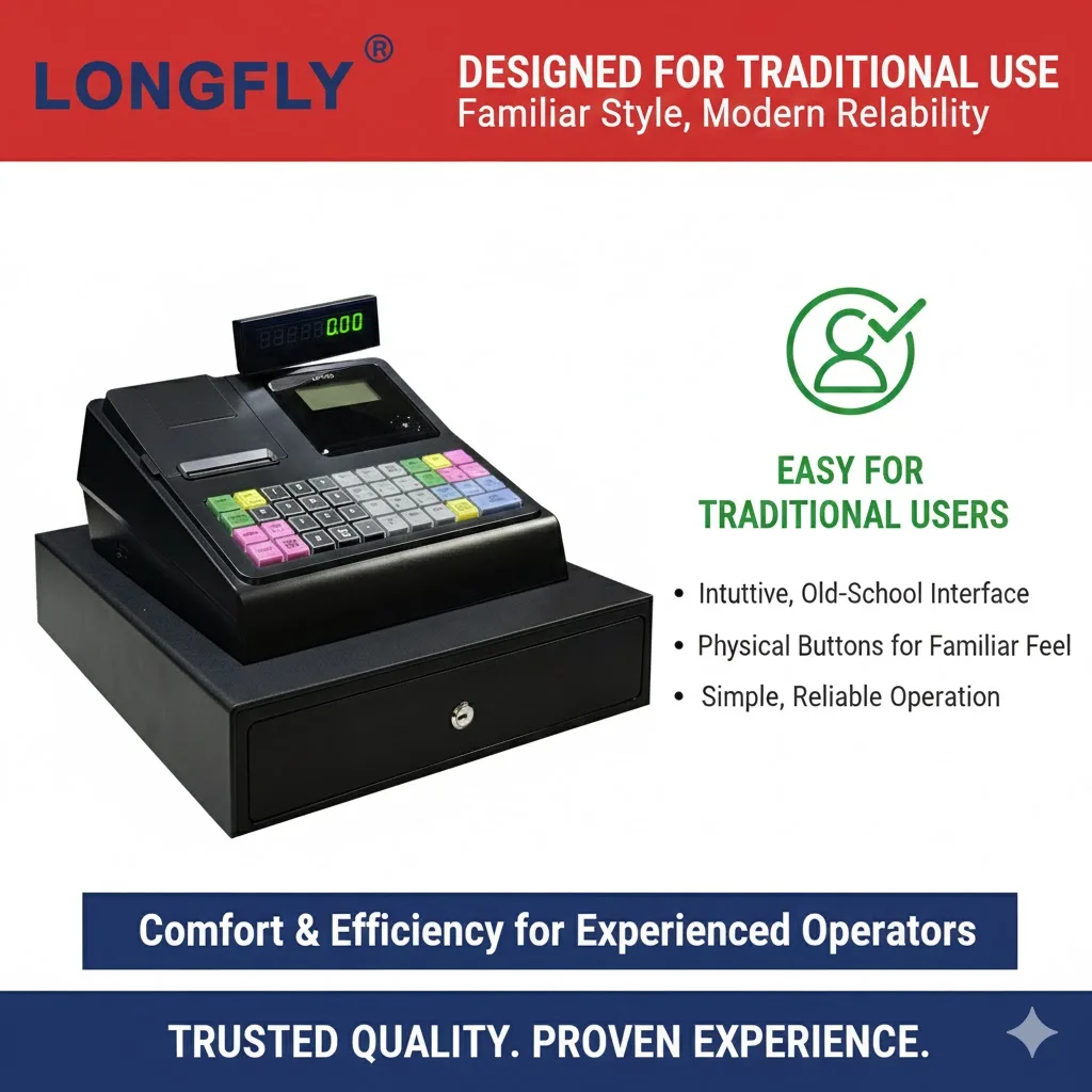 Electronic Cash Register with Built-in Printer & Cash Drawer - 45