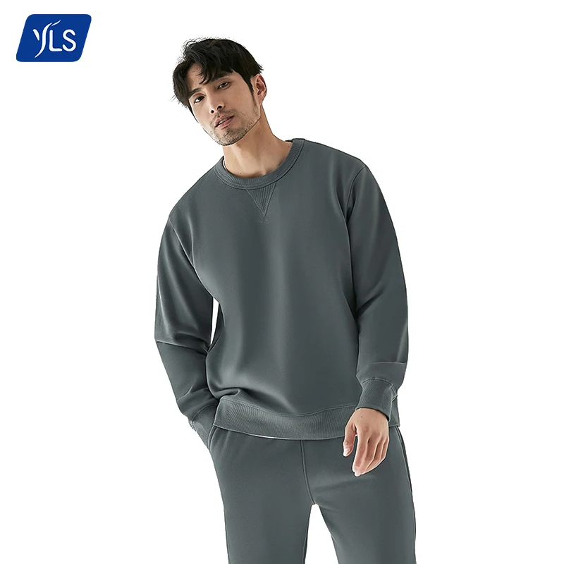 YLS Basic Heavy V-Notch Sweatshirt for Men - 470gsm Fleece