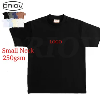 Wholesale bulk 250g t shirt small tight neck plain black tee shirt 100% cotton manufacturer men's t-shirts