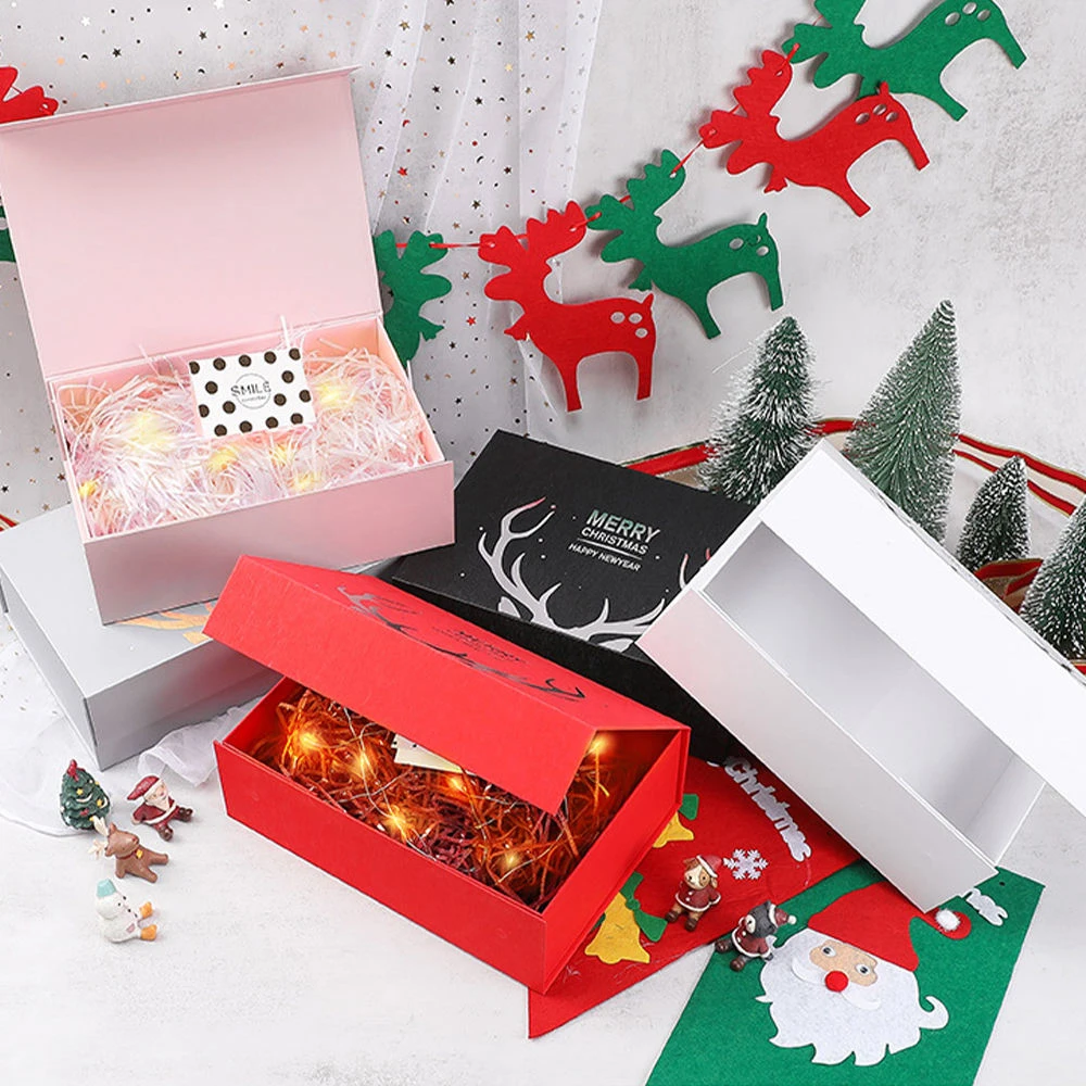 Черная Складная магнитная Роскошная перерабатываемая жесткая картонная упаковочная коробка с логотипом на заказ для одежды подарочные коробки откидной