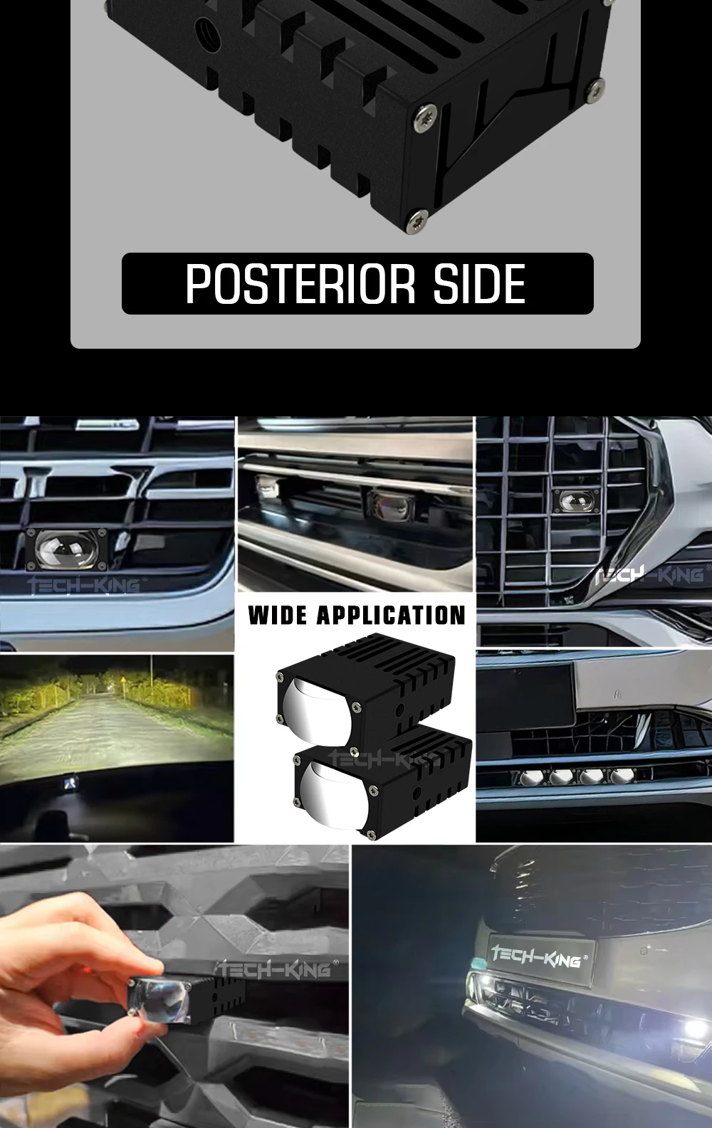 TECH-KING Wholesale thin small size lens car bumper led fog light 50W motorbike auto light ODM car lights accessories spotlight