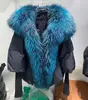 Black+Blue fox fur collar