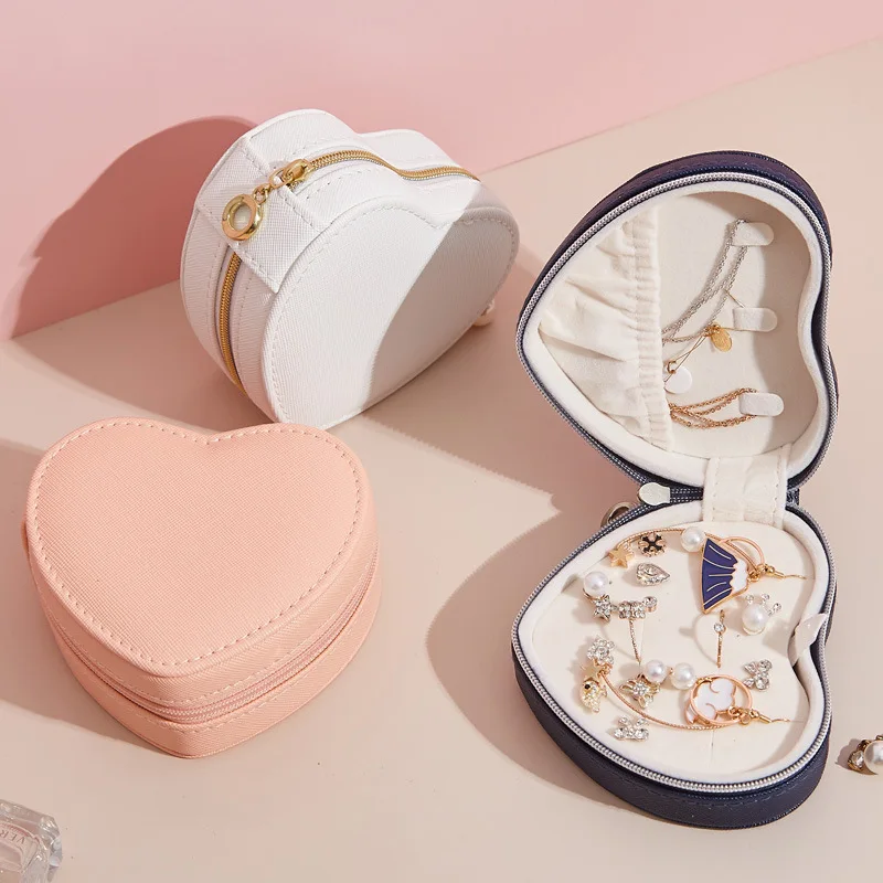 Heart Shape PU Leather Jewelry Box Custom Logo A1 Signature Architectural Studio Crafted Refined Travel Case Organizer